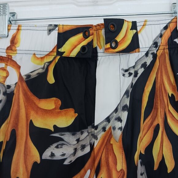 Versace Barocco Acanthus Print Men's Swim Trunks Size 6 Large BLACK GOLD $900 - Picture 11 of 16